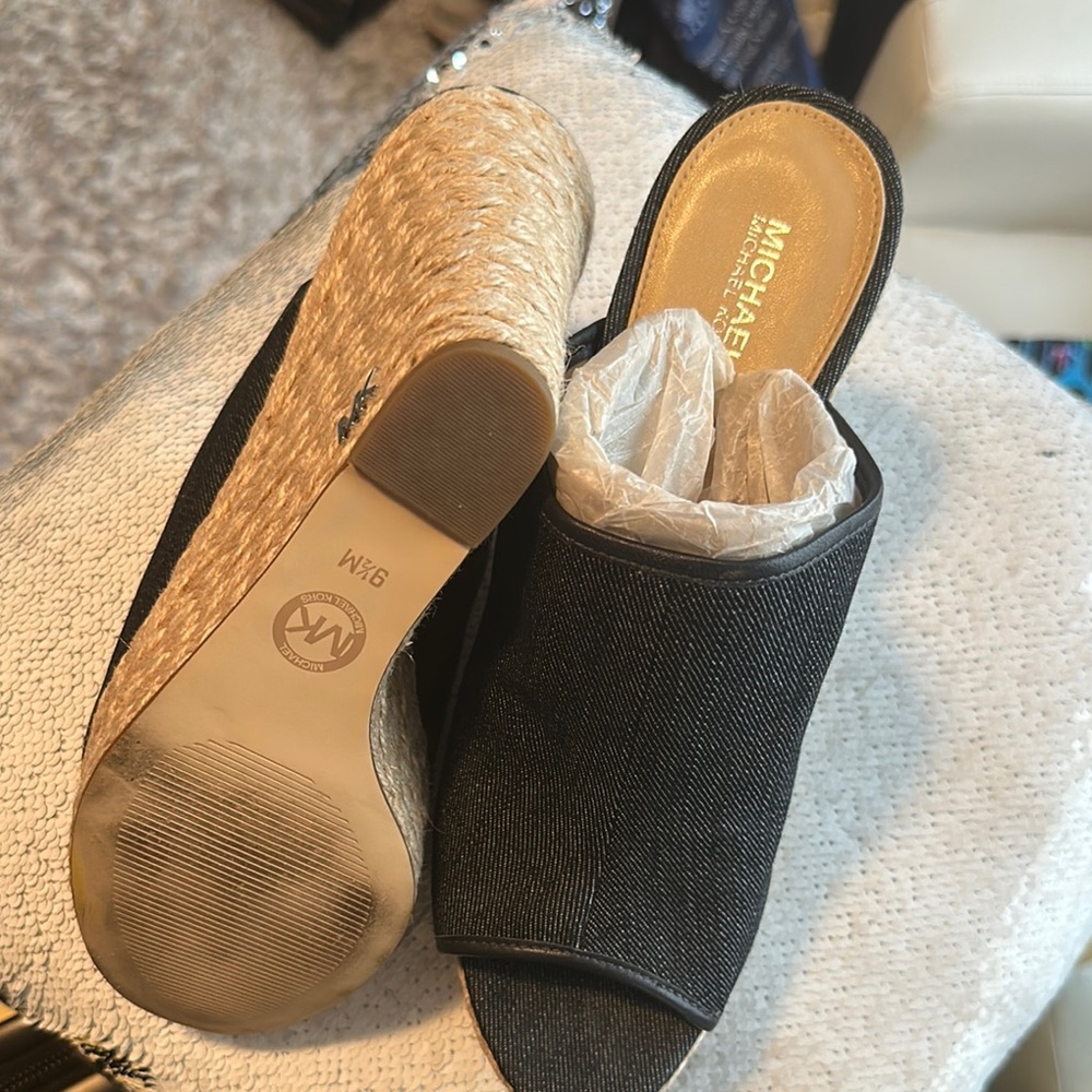 Michael Kors Black Women's Slip-On Wedge Shoes